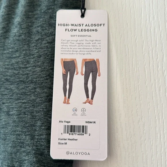 NWT ALO Yoga Alosoft High Waist Flow Leggings M Hunter Heather - Picture 11 of 11